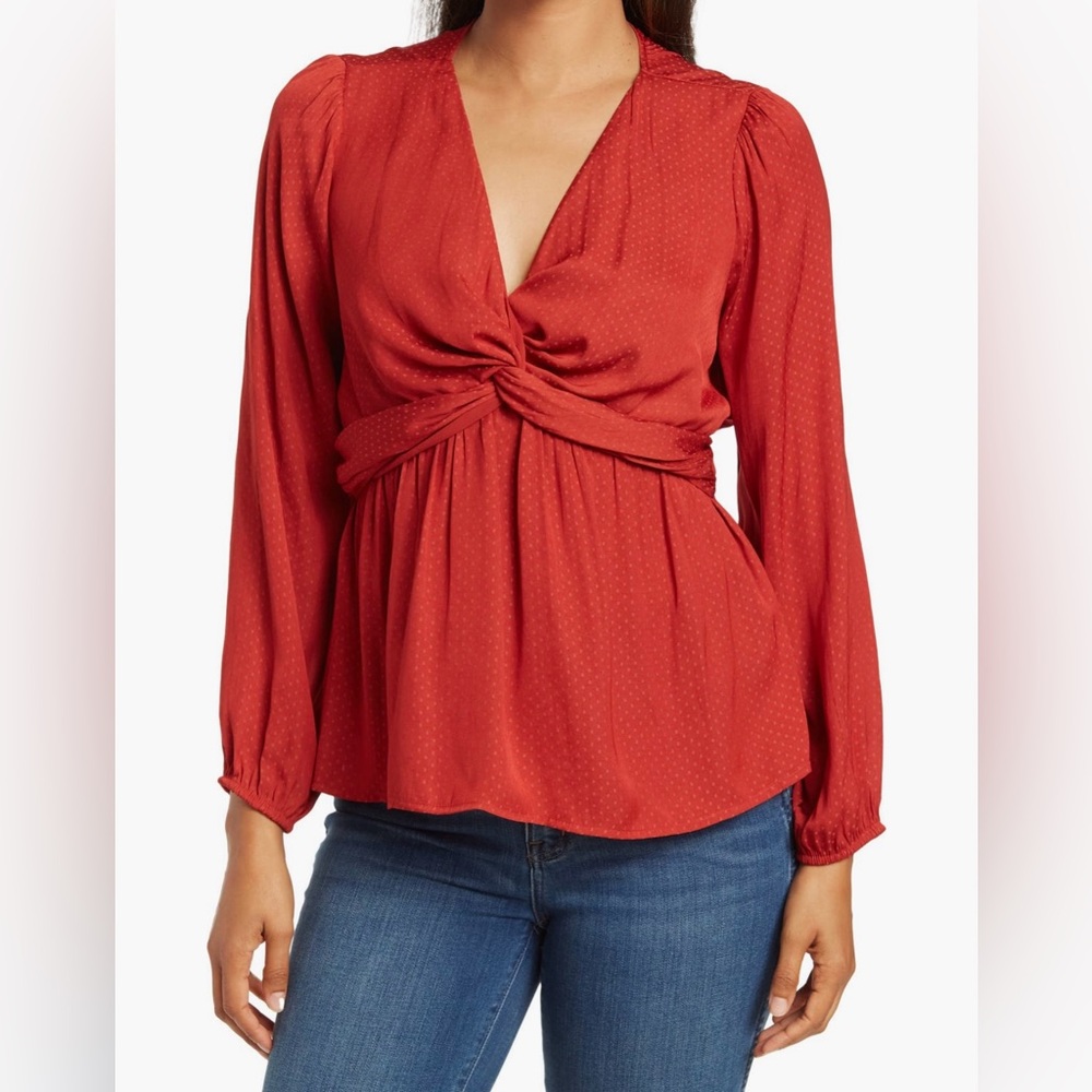 Pleione Twist Front Satin Blouse